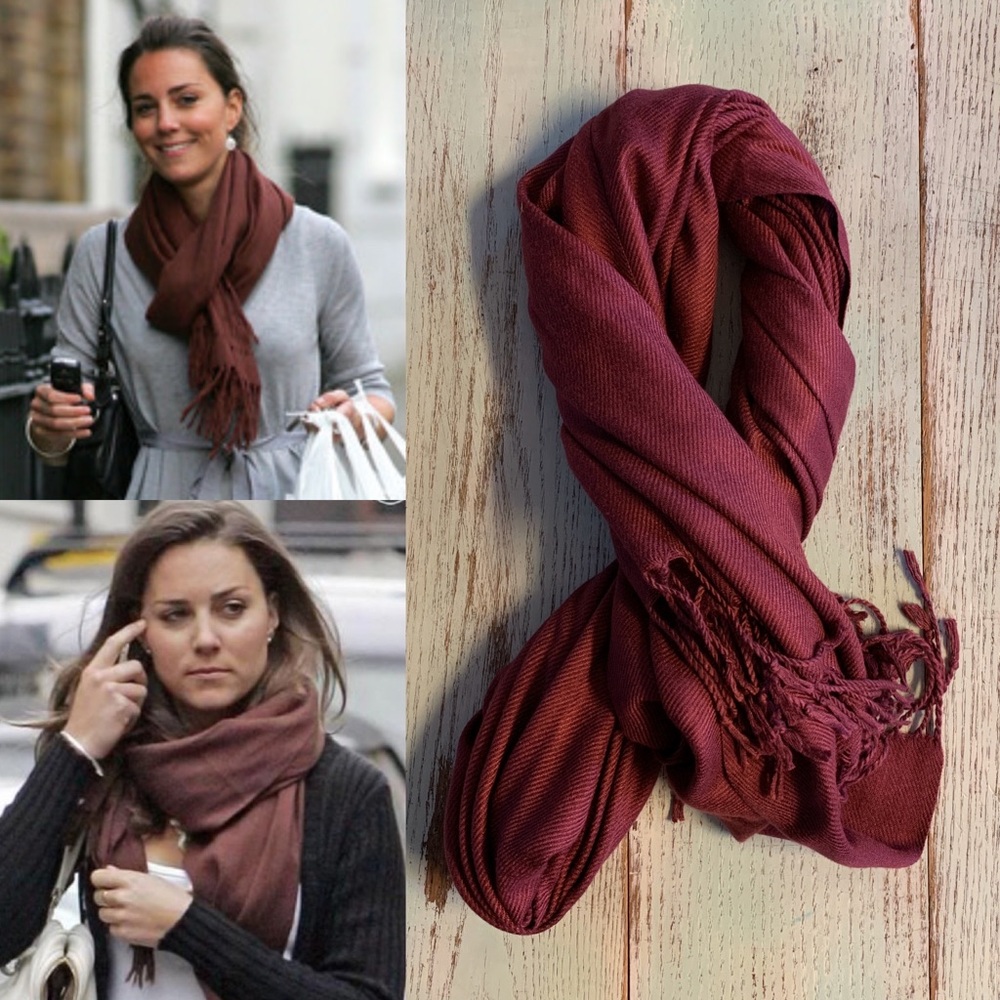 Kate Middleton Style Maroon Pashmina